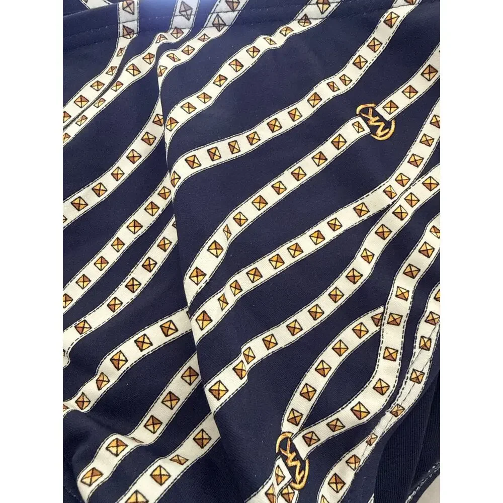 Michael Kors Navy Cream Bikini Bottom M NWOT